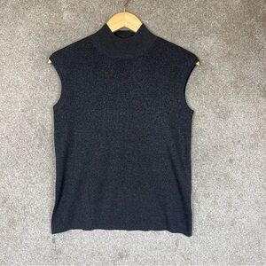 Coldwater Creek Sweater Womens Medium Gray Metallic Silk Blend Sleeveless- 3184*